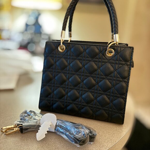 Handbags - Black small handbag, faux leather (#101)